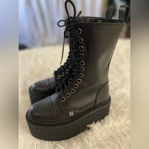 Tuk-Black 12-Eye Casbah Stratocreeper Boot - US: Womens 6 / Black / Synthetic